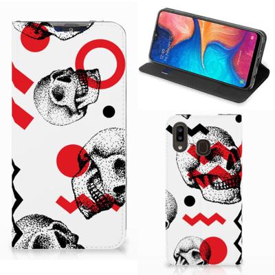Mobiel BookCase Samsung Galaxy A30 Skull Red