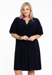 Yoek Jurk geplooid | Blauw | Maat 54/56