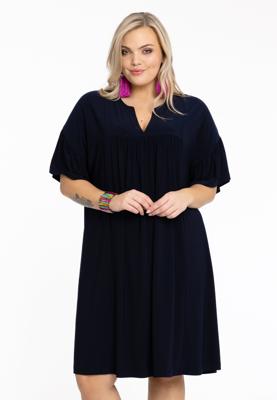 Yoek Jurk geplooid | Blauw | Maat 54/56