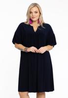 Yoek Jurk geplooid | Blauw | Maat 54/56