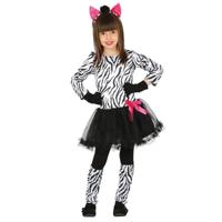Dierenpak zebra verkleedjurkje voor meisjes - carnavalskleding/outfit zebra
