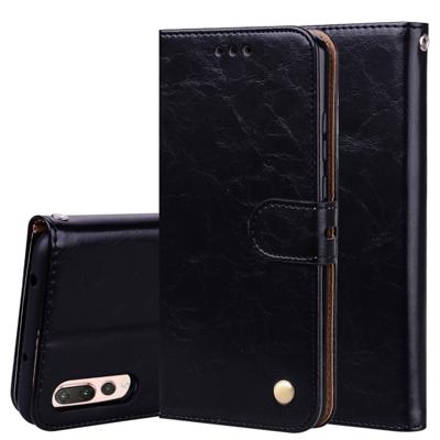 Voor Huawei P20 Pro Business Style olie Wax textuur horizontale Flip lederen draagtas met houder & kaartsleuven & portemonnee (zwart)