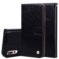 Voor Huawei P20 Pro Business Style olie Wax textuur horizontale Flip lederen draagtas met houder & kaartsleuven & portemonnee (zwart)