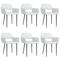 vidaXL Eetkamerstoelen 6 st kunstleer wit - thumbnail