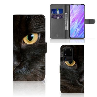 Samsung Galaxy S20 Ultra | Telefoonhoesje | Met pasjeshouder | Zwarte Kat
