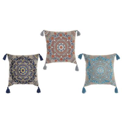 Kussen DKD Home Decor Oranje Hemelsblauw Marineblauw Mandala 40 x 10 x 40 cm (3 Onderdelen)