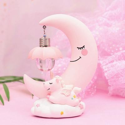 Maan hars cartoon romantisch slaapkamer decor nacht lamp Baby Kids verjaardag Xmas Gift (roze)