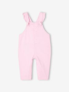 Tuinbroek van keperstof met ruches voor baby's lila