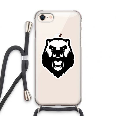 Angry Bear (white): iPhone 7 Transparant Hoesje met koord