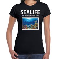 Vissen t-shirt met dieren foto sealife of the world zwart voor dames