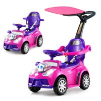 3-in-1 Loopauto met Duwstang Loopvoertuig Duwauto met Opbergruimte Loopauto Roze