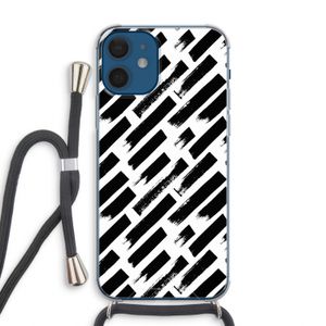 Zwarte vegen: iPhone 12 Transparant Hoesje met koord