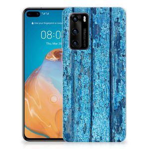 Huawei P40 Bumper Hoesje Wood Blue