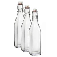 Beugelflessen/weckflessen transparant - 3x stuks - 250 ml - vierkant - Karaf