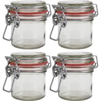 Weckpot/inmaakpot - 4x - glas - 100 ml - met beugelsluiting - transparant