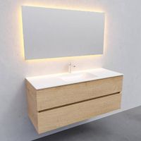 Badkamermeubel Solid Surface AQS Oslo 120x46 cm Midden Wood Washed Oak Boss & Wessing - thumbnail