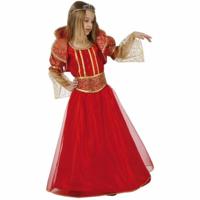 Carnaval verkleedkleding - koningin kostuum - voor meisjes - rood - jurk