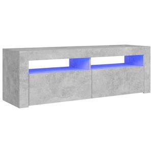 The Living Store TV-meubel Betongrijs - Hifi-kast - 120 x 35 x 40 cm - RGB LED-verlichting