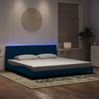 Bedframe met LED zonder matras "Hanko" fluweel blauw 200x200 cm