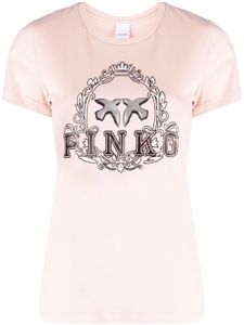 PINKO t-shirt en coton à logo imprimé - Rose