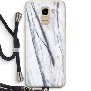 Gestreepte marmer: Samsung Galaxy J6 (2018) Transparant Hoesje met koord