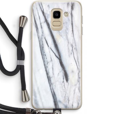 Gestreepte marmer: Samsung Galaxy J6 (2018) Transparant Hoesje met koord