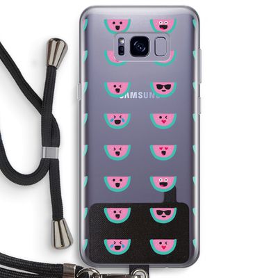 Smiley watermeloenprint: Samsung Galaxy S8 Plus Transparant Hoesje met koord