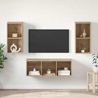 TV-kast set 3 pcs artisanaal eikenkleurig 37 x 37 x 107 cm