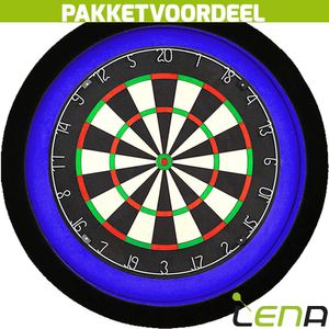 Lena Professional Dartbord + Lena Dartbord Verlichting Deluxe Blauw - Zwart