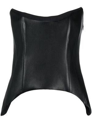 Mônot haut-bustier en cuir - Noir