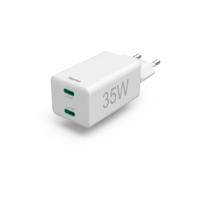 Hama Snellader, 2x USB-C, PD/QualcommÂ®, mini-oplader, 35 W Oplader Wit