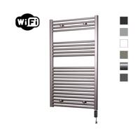 Elektrische Radiator Sanicare HWV Met Wifi 111,8x60 cm Inox Look 730W Met Thermostaat Zwart Rechtsonder Sanicare