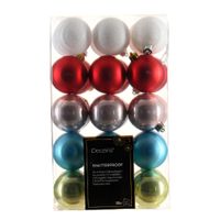 Decoris kerstballen - 30x - multi gekleurd - 6 cm -kunststof   - - thumbnail