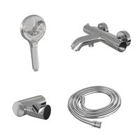 Brauer Chrome Edition Badkraan opbouw - douchegarnituur - 2 gladde knoppen - handdouche rond 3 standen - chroom met 3 standen handdoucheset chroom sw2225/sw30677/sw47729/sw353736/SW916691