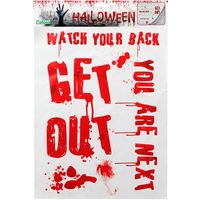 Horror/Halloween raamsticker - Bloederige teksten - 42 x 19 cm - Feestartikelen/versiering