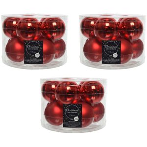 30x Kerst rode glazen kerstballen 6 cm glans en mat