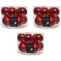 30x Kerst rode glazen kerstballen 6 cm glans en mat