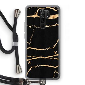 Gouden marmer: Xiaomi Redmi 9 Transparant Hoesje met koord