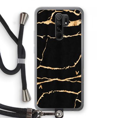 Gouden marmer: Xiaomi Redmi 9 Transparant Hoesje met koord