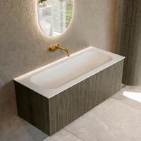 Badmeubel Mondiaz Kurve | 110 cm cm | Meubelkleur Shadow | Wastafelkleur Talc | Solid surface | Wasbak midden spoelbak | Zonder kraangat(en)