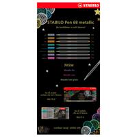 Stabilo pen 68 metallic metalen doos viltstiften, 8st.