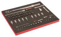 Bahco Foaminlay Fit&Go 3/3 met doppen en toebehoren 1/2" en 1/4" doppen en toebehoren en momentsleutel - 51-delig - FF1A194 Bahco Foaminlay Fit&Go 3/3 met doppen en toebehoren 1/2" en 1/4" doppen en toebehoren en momentsleutel - 51-delig - FF1A194
