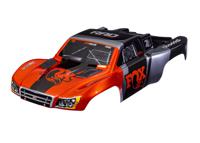 Traxxas - Body, Slash VXL 2WD (also fits Slash 4X4), Fox Edition (painted, decals applied) (assembled with front & rear latches for clipless mounti...