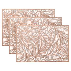 Placemat Nissa - 6x - brons blad motief - 30 x 45 cm - onderlegger