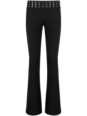 Blumarine pantalon évasé à détails d'œillets - Noir