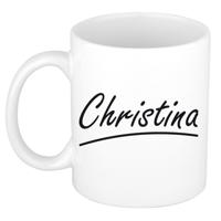 Christina Naam koffiemok - beker - met sierlijke letters - wit - 300 ml - Cadeau - Dames