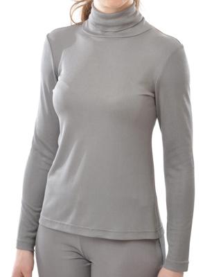 Zijden Dames Rib Colshirt Lange Mouw Alkena Kleur Antraciet Maat Large