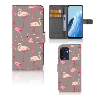 OPPO Find X5 Lite | Reno 7 5G | Telefoonhoesje | Met pasjeshouder | Flamingo