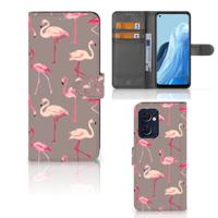 OPPO Find X5 Lite | Reno 7 5G | Telefoonhoesje | Met pasjeshouder | Flamingo