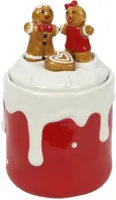 Voorraadpot keramiek kerst 10.5x17.5cm rood, wit Voorraadpot keramiek kerst 10.5x17.5cm rood, wit